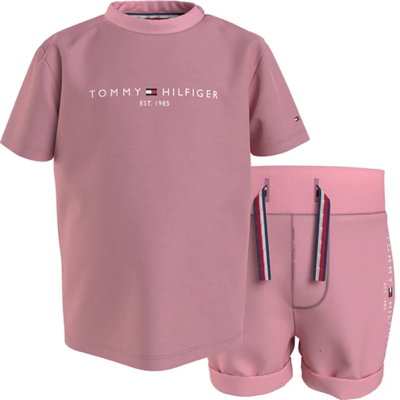 black yoga shorts -Tommy Hilfiger Baby Essential Short Set Broadway Pink