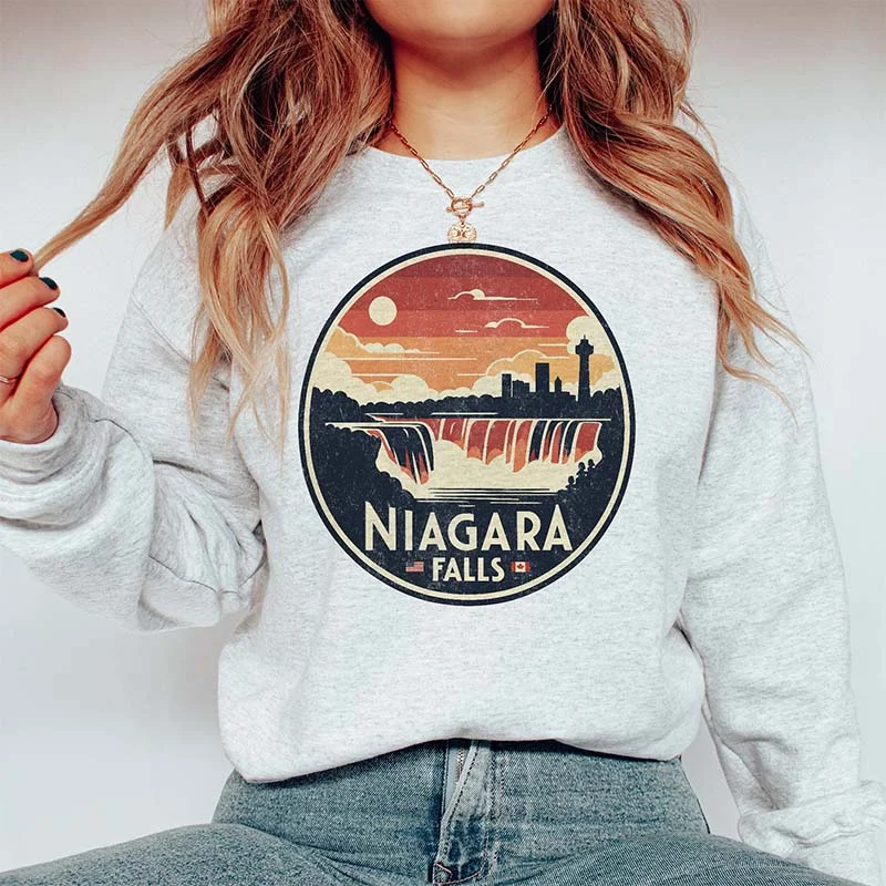 Navy sweatshirts for men -Niagara Falls Canada Traveler Sweatshirt