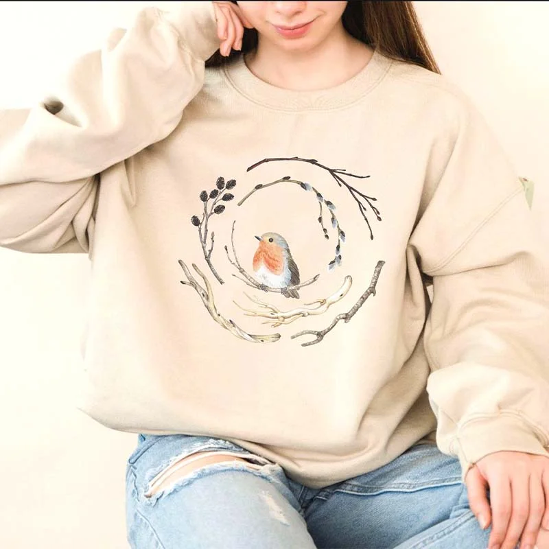 Sweatshirts with diamond design -Cute Bird Home Sweatshirt