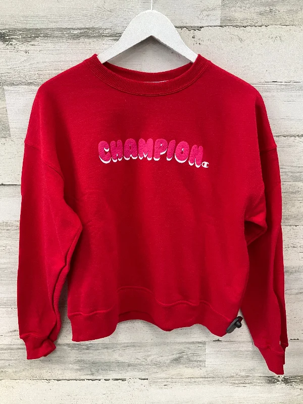 Sweatshirts with bishop sleeves -Athletic Sweatshirt Crewneck By Champion In Red, Size: S