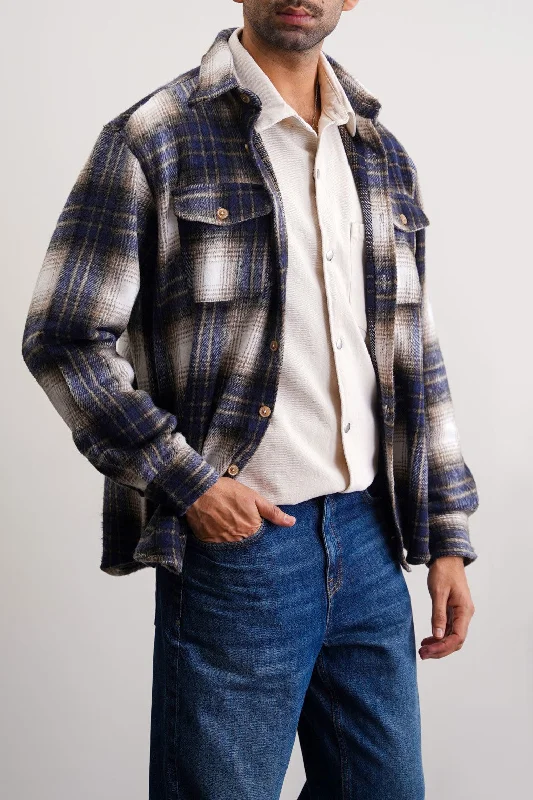 Lightweight jacket for chilly nights -BOY-NEXT-DOOR FLANNEL OVERSHIRT