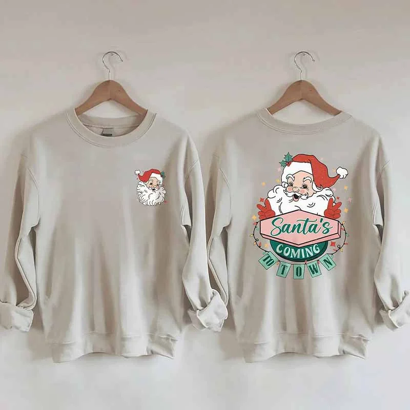 Sweatshirts with gold trim -Santa's Coming To Town Sweatshirt