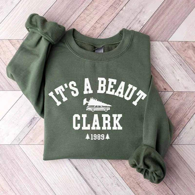 Sweatshirts with front lace -It's a Beaut Clark Christmas Sweatshirt