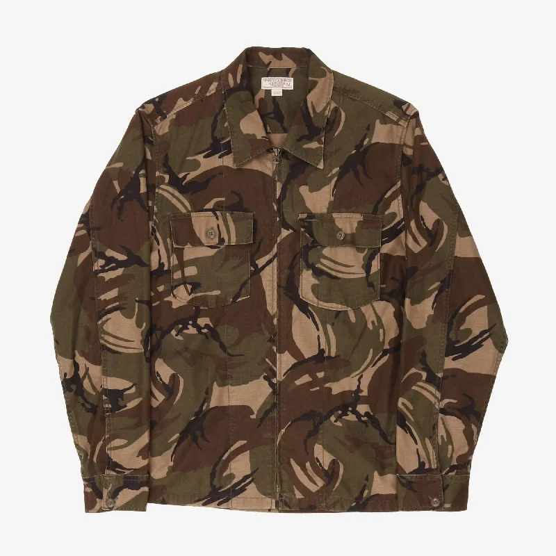 Navy jacket for everyday looks -Camo Zip Shirt Jacket