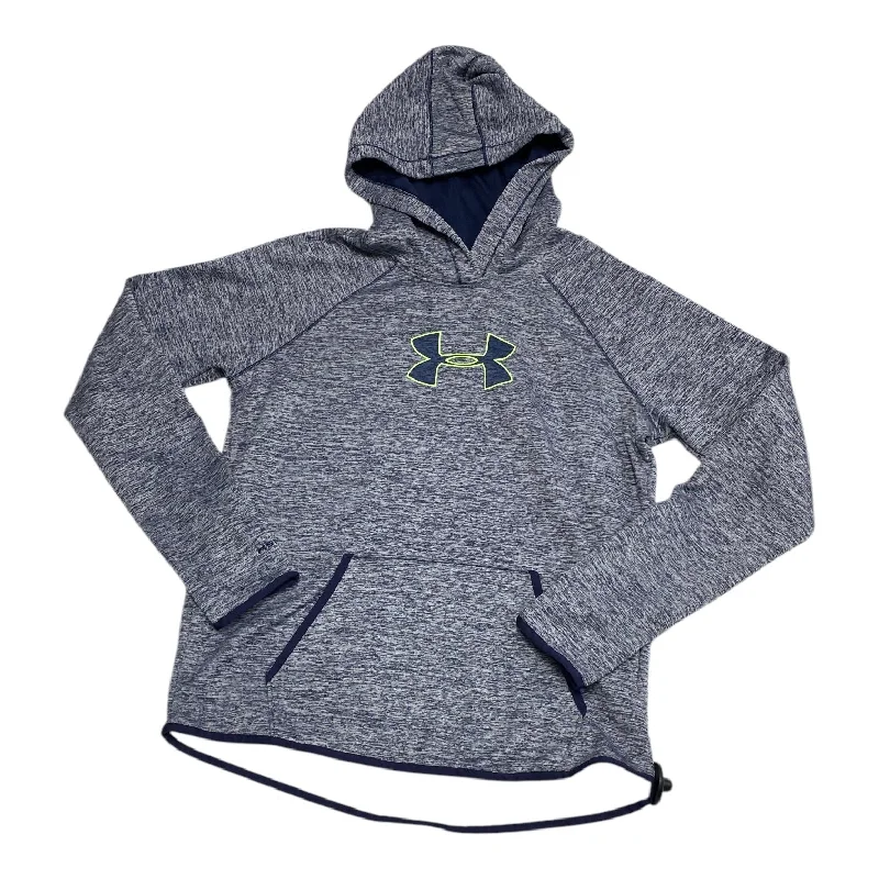 Sweatshirts with front pleats -Athletic Sweatshirt Hoodie By Under Armour In Navy, Size: M