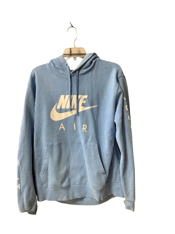 Black sweatshirts for winter wear -Athletic Sweatshirt Hoodie By Nike Apparel In Blue, Size: L