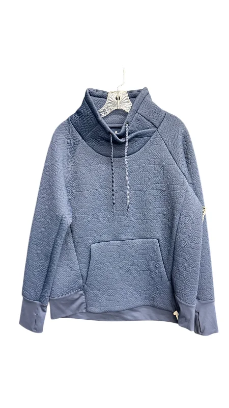 Blue sweatshirts with cable knit -Athletic Sweatshirt Collar By Athleta In Blue, Size: L