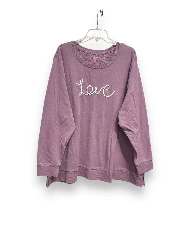 Sweatshirts with silver buttons -Sweatshirt Crewneck By Lane Bryant In Purple, Size: 4x