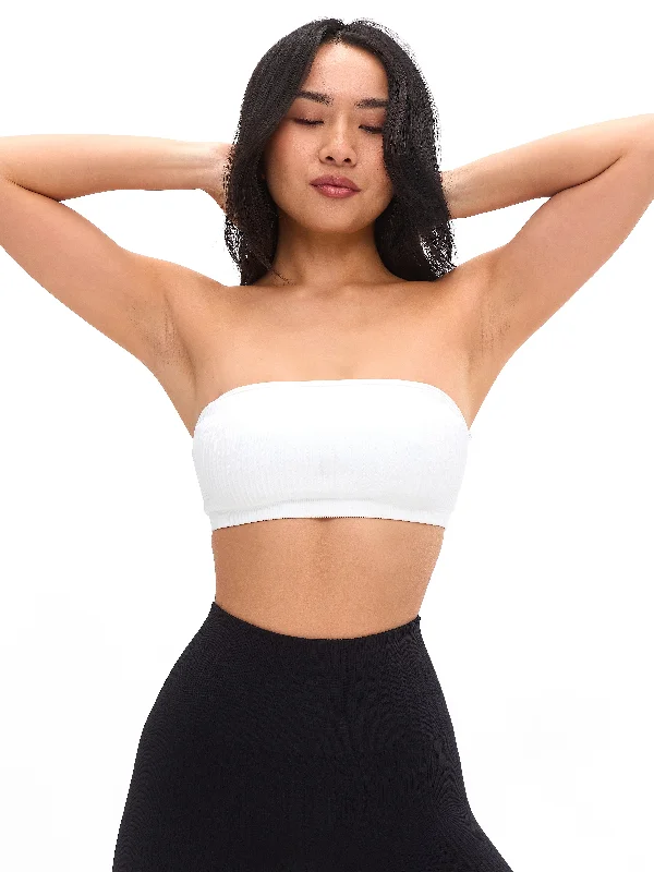 Seamless Ribbed Bandeau - White