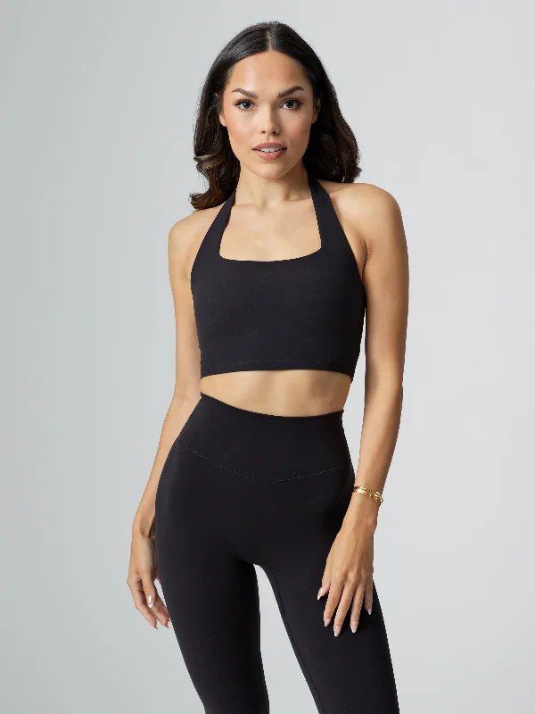 Revolution Halter Crop - Onyx Black