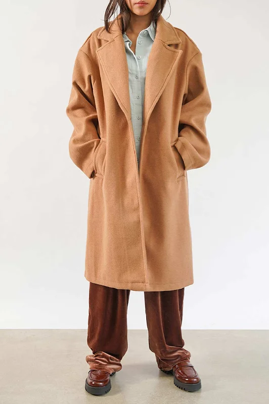 Warm jacket for cool evenings -SINGLE BREASTED LONG COAT