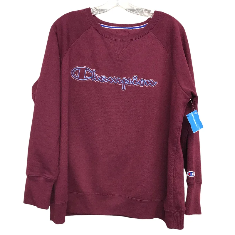 Warm sweatshirts for chilly evenings -Athletic Sweatshirt Crewneck By Champion In Maroon, Size:1X