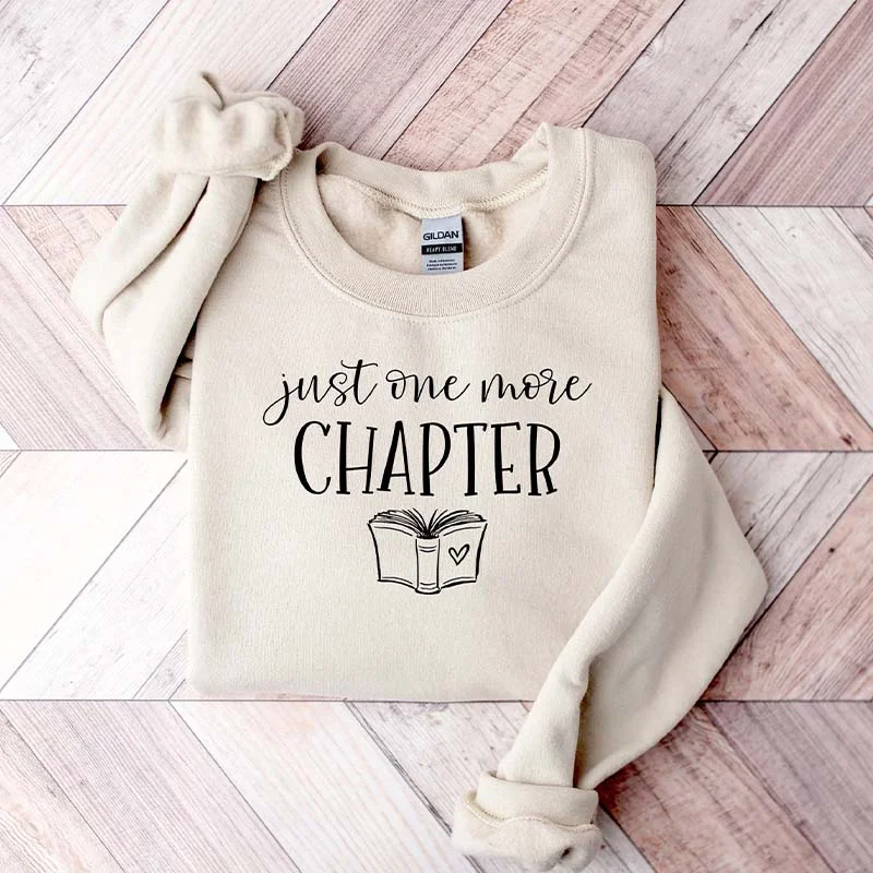 Sweatshirts with ribbed collar -Just One More Chapter Teacher Book Sweatshirt