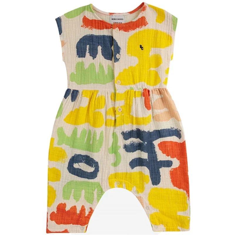 business swim shorts -Bobo Choses Baby Carnival All Over Woven Overall Short Sleeve Offwhite