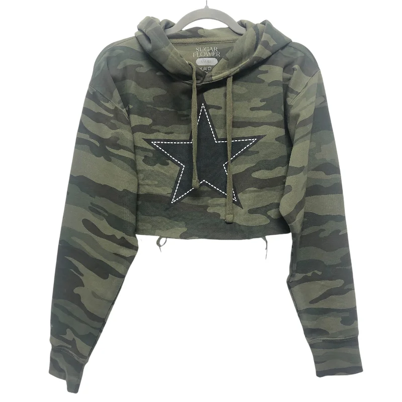 Sweatshirts with velvety finish -Athletic Sweatshirt Hoodie By Clothes Mentor In Camouflage Print, Size:S