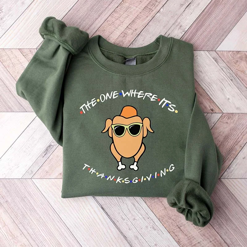 Sweatshirts with long cuffs -The One Where It's Thanksgiving Sweatshirt