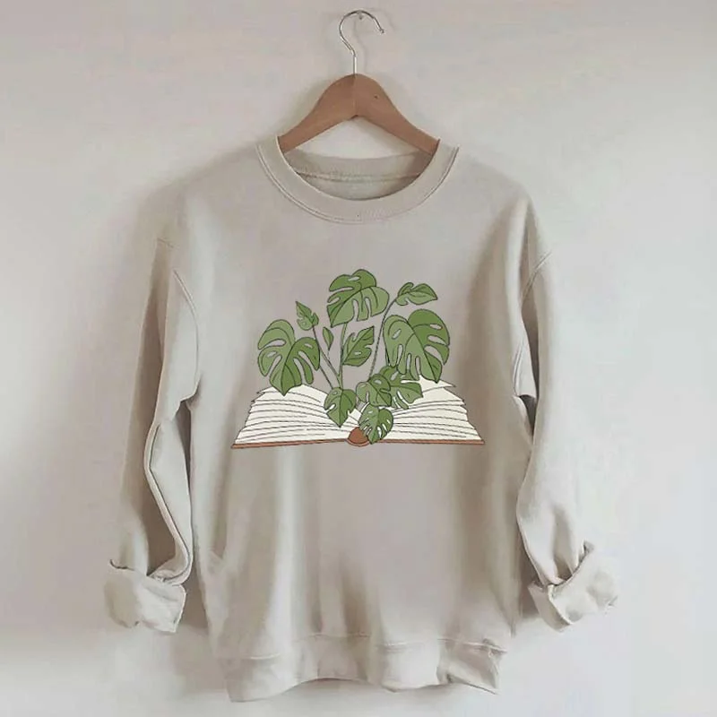 Sweatshirts with short tie -Monstera  Plant Book Comfort Colors Sweatshirt