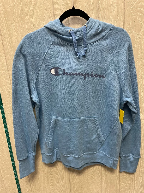 Sweatshirts with loose collar -Sweatshirt Hoodie By Champion In Blue, Size: M