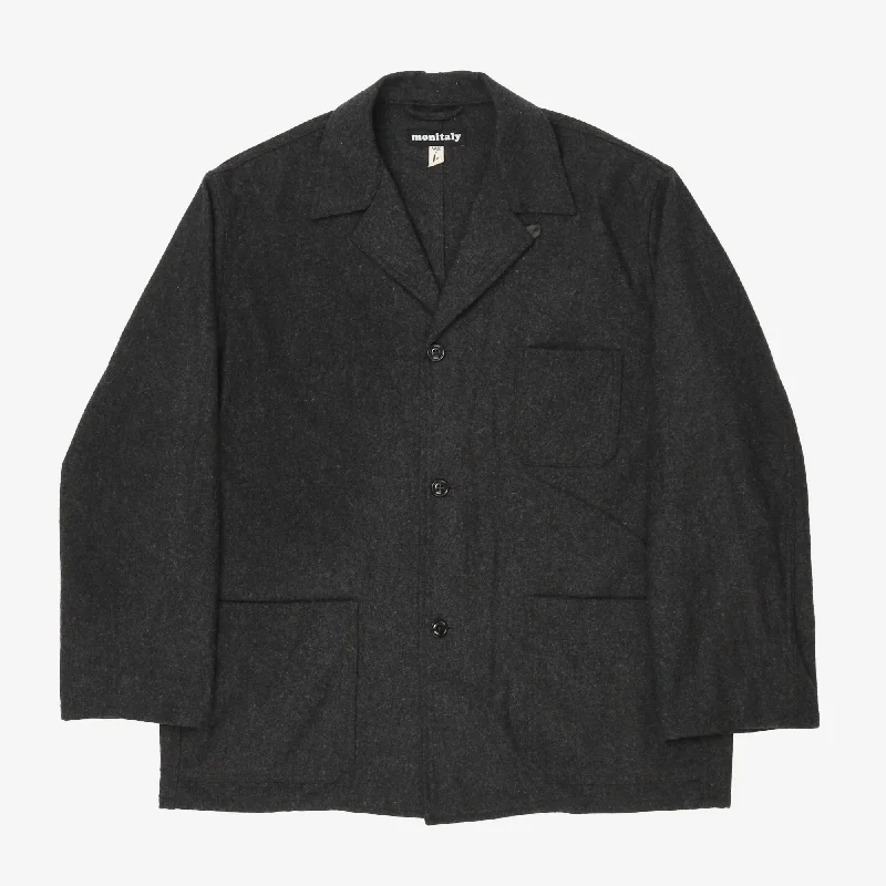 Black jacket for winter looks -Wool Chore Jacket