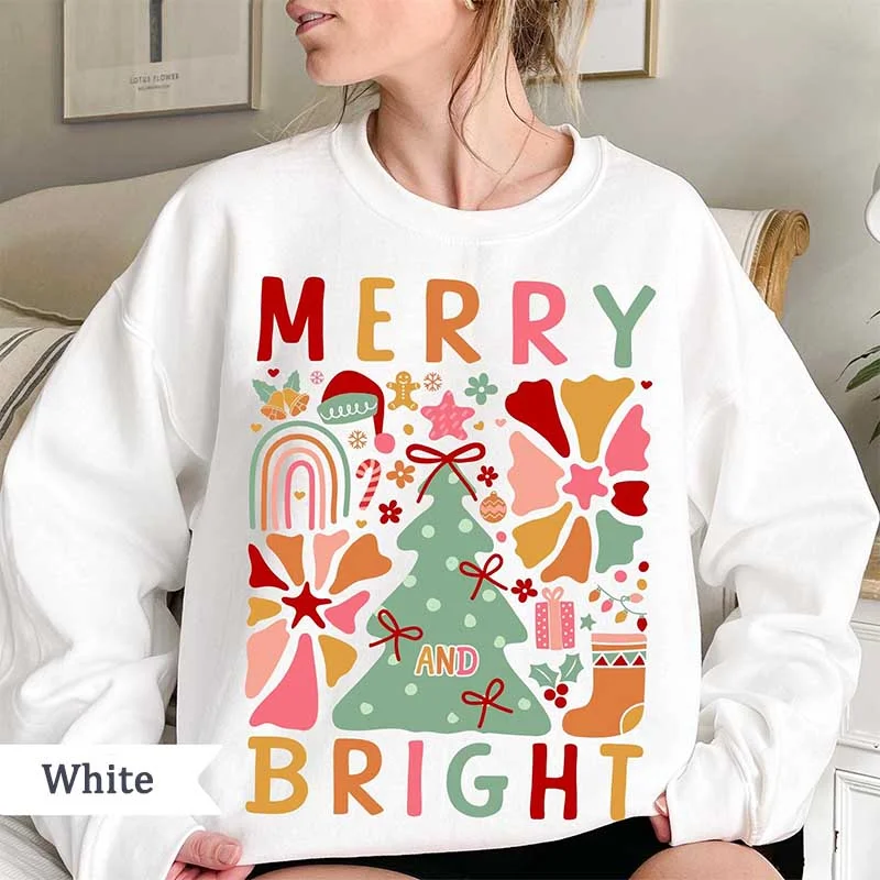 Green sweatshirts for winter style -Merry and Bright Boho Flower Sweatshirt