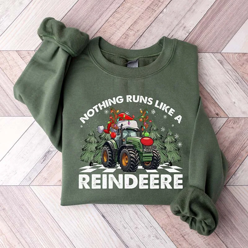 Sweatshirts with ribbed cuffs -Farmer Christmas Tractor Xmas Farm Sweatshirt