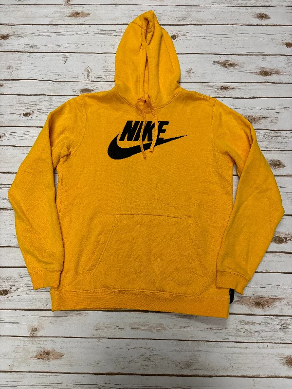 Blue sweatshirts with warm lining -Athletic Sweatshirt Hoodie By Nike In Yellow, Size: M