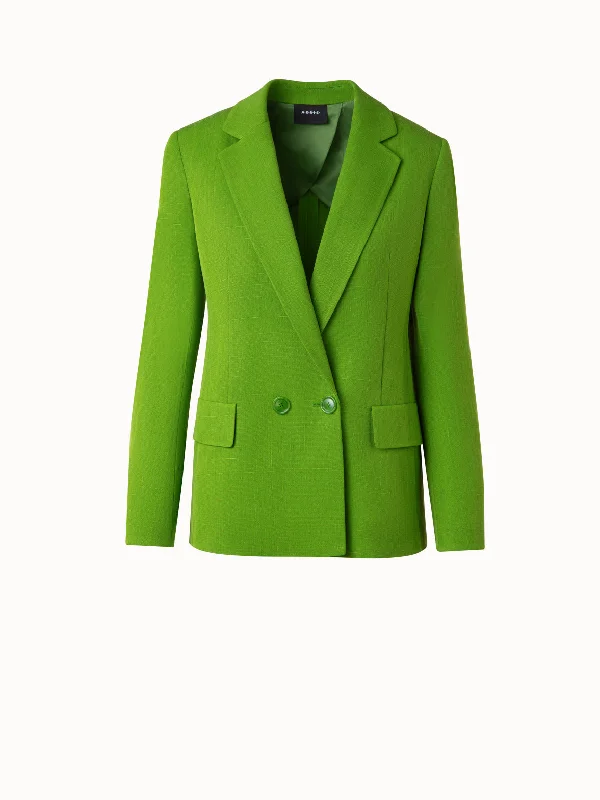 Jacket with loose fit -Double Breasted Blazer in Shantung Silk