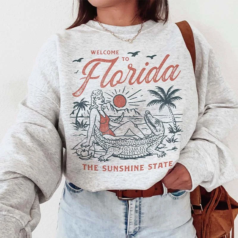 Vintage sweatshirts 90s style -Retro Florida Alligator Sweatshirt