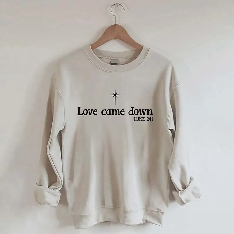 Sweatshirts with snap buttons -Love Come Down Christmas Nativity Sweatshirt