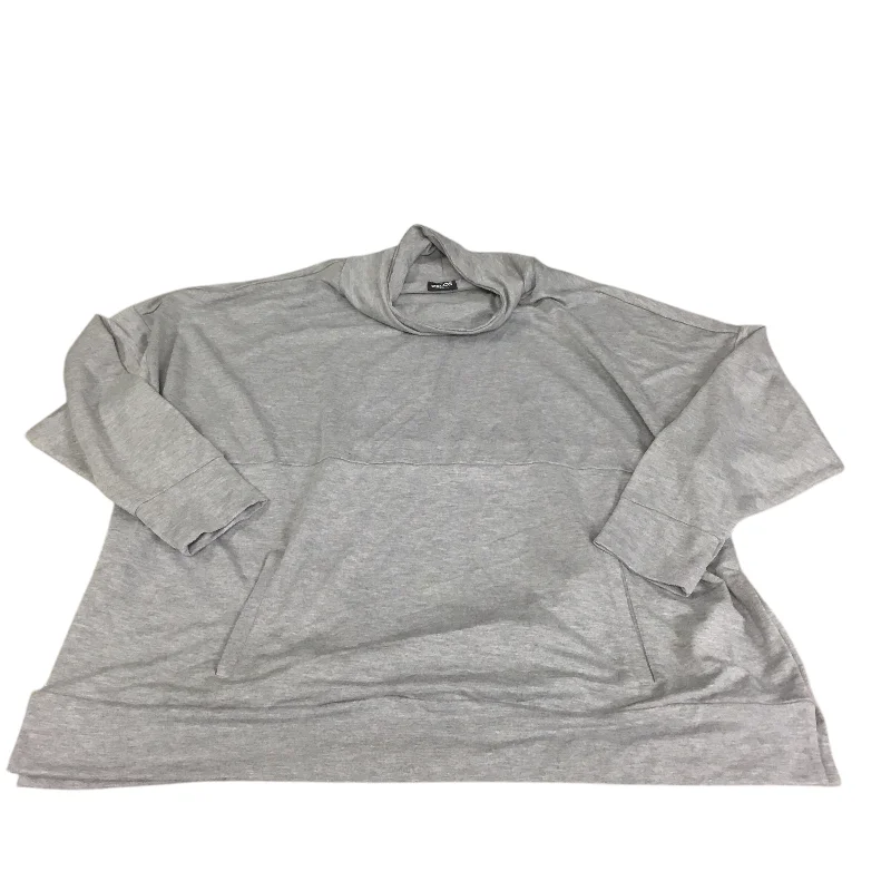 Sweatshirts with bishop sleeves -Athletic Sweatshirt Collar By Zelos In Grey, Size: 3x