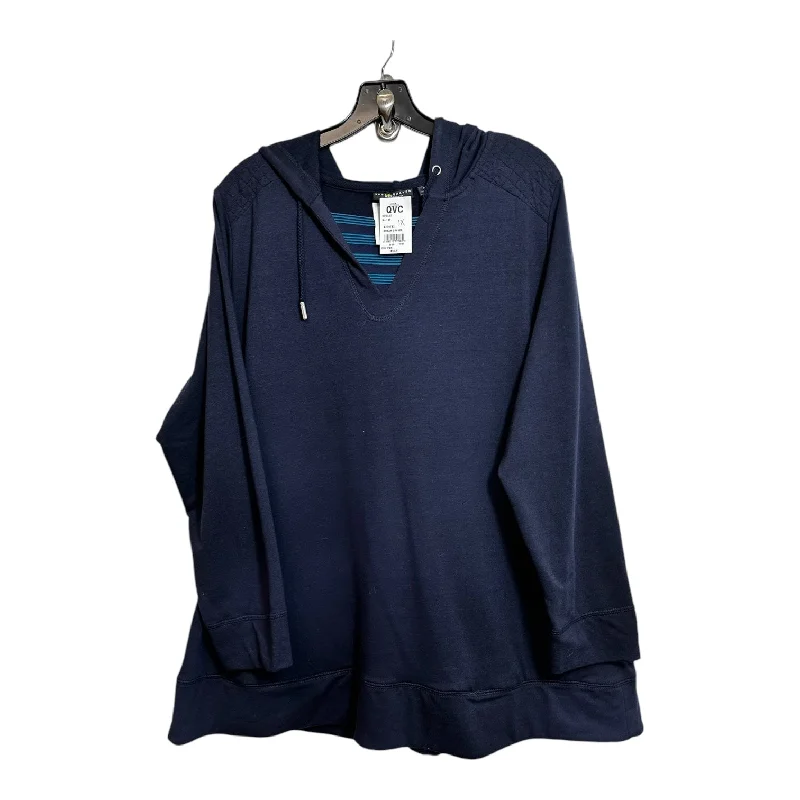 Sweatshirts for outdoor picnics -Sweatshirt Hoodie By Susan Graver In Navy, Size: 1x