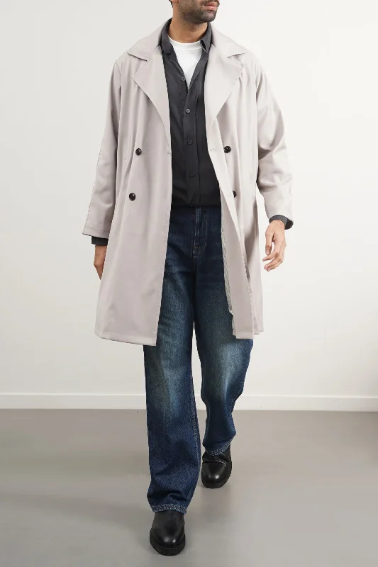 White jacket with cable hem -HOLMES LINED TRENCH COAT