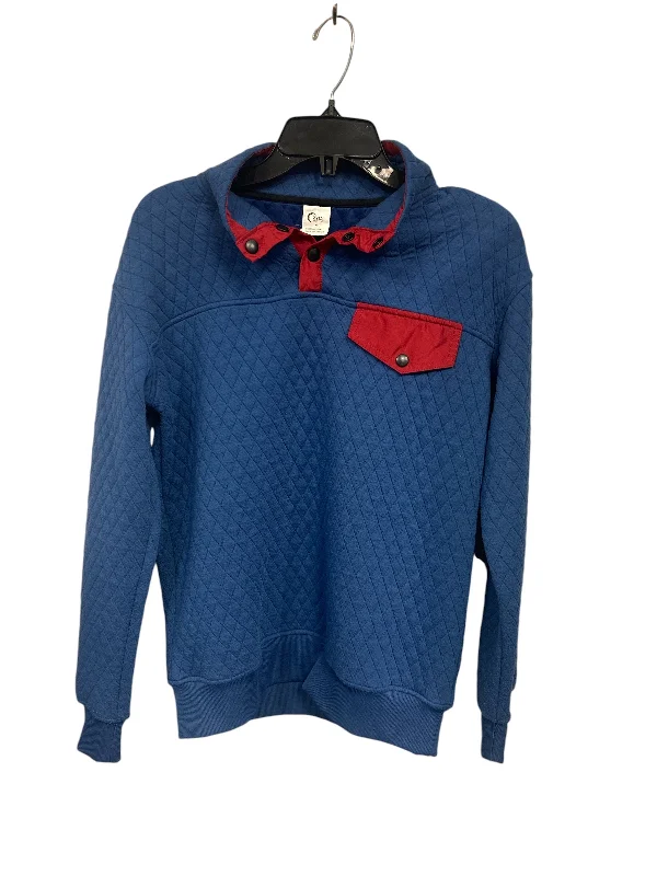 Sweatshirts with checkered print -Sweatshirt Collar By Zyia In Blue, Size: M