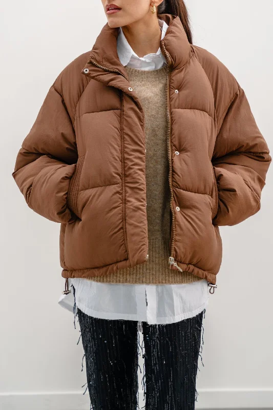 Jacket with gold trim -SHORT PUFFER JACKET