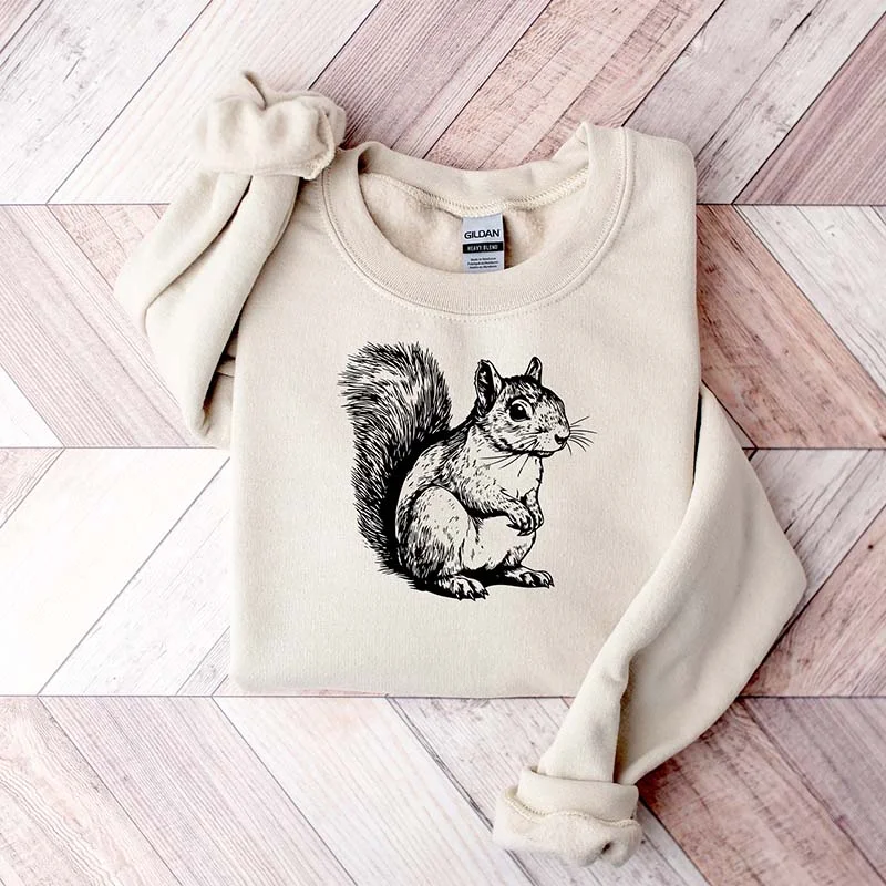 Sweatshirts with metallic buttons -Floral Squirrel Animal Lover Sweatshirt