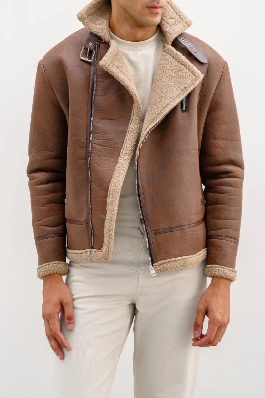 Lightweight jacket for chilly days -SUEDE SHEARLING JACKET