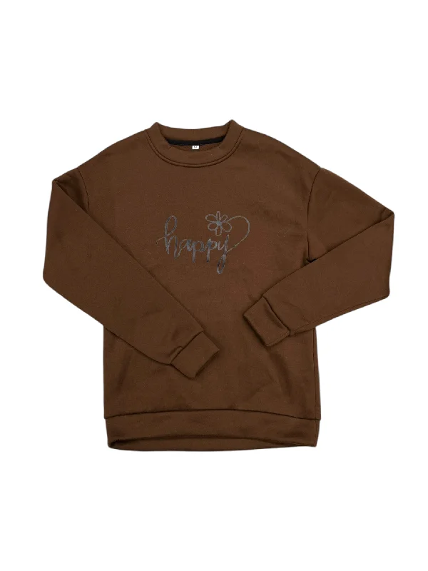 Sweatshirts with wide sleeves -Sweatshirt Crewneck By Clothes Mentor In Brown, Size: M