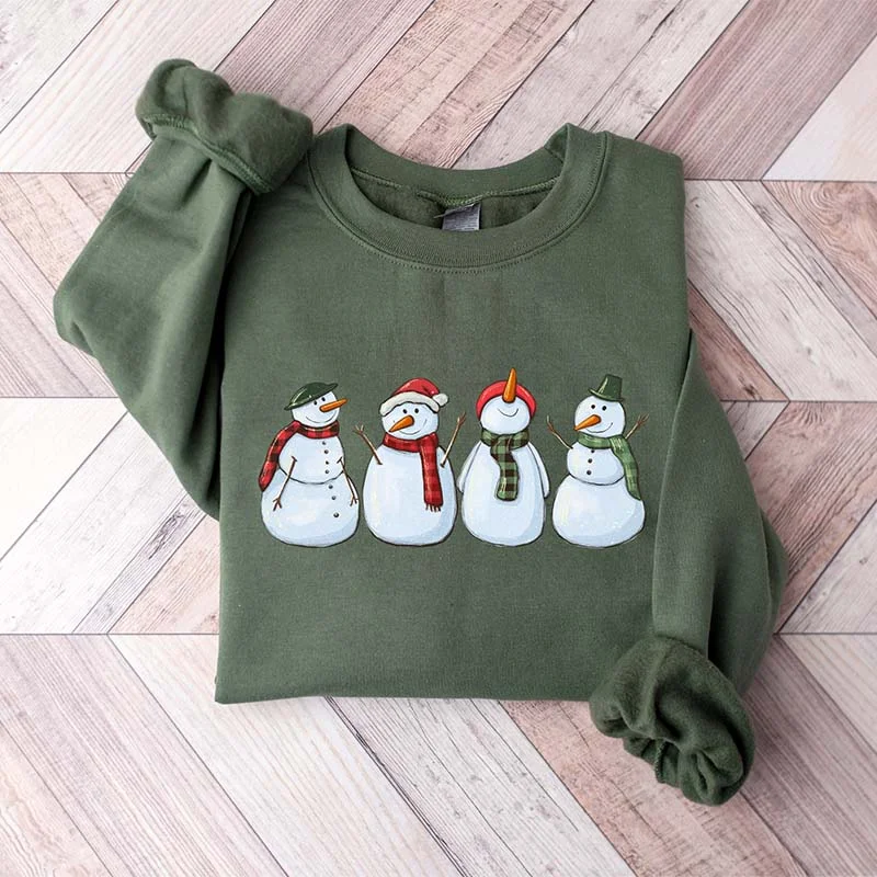 Sweatshirts with ribbed hem -Snowman Women Gift Sweatshirt