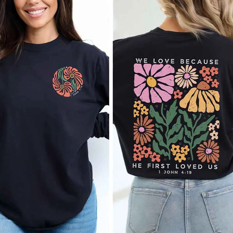 Sweatshirts with short sleeves -Religious Boho Flower Faith Sweatshirt