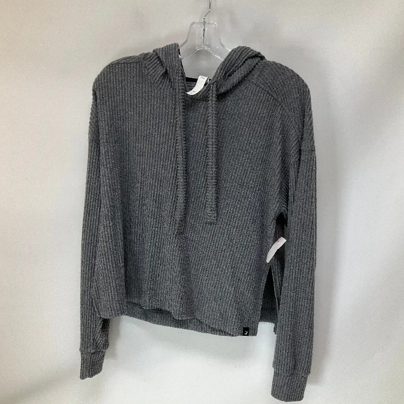 Sweatshirts with stripe pattern -Athletic Sweatshirt Hoodie By Cmc In Grey, Size: M