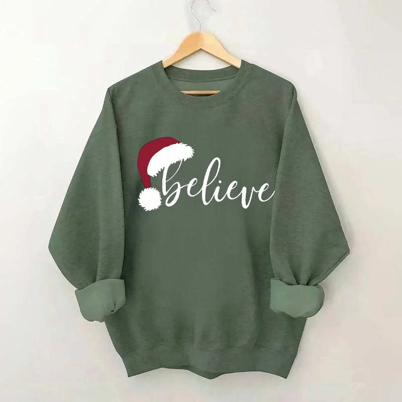 Sweatshirts with front pleats -Letter Print Christmas Sweatshirt