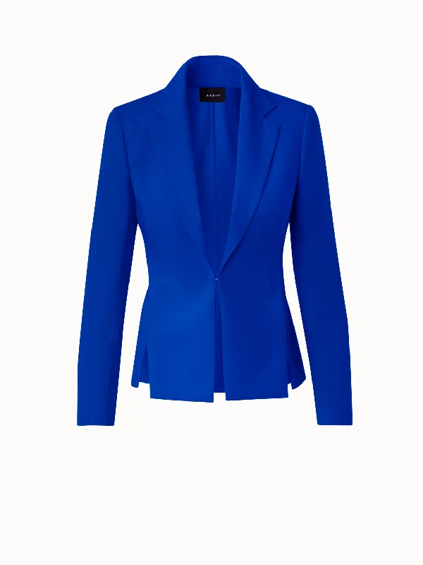 Blue jacket with plush texture -Wool Double-Face Jacket