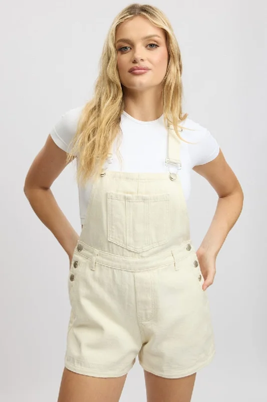 plus size linen shorts -White Overall Shorts