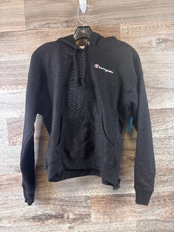 Gray sweatshirts for casual days -Athletic Sweatshirt Hoodie By Champion In Black, Size: S