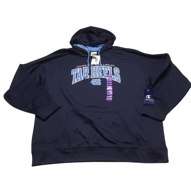 Sweatshirts with fuzzy cuffs -Athletic Sweatshirt Hoodie By Champion In Blue, Size: 2x