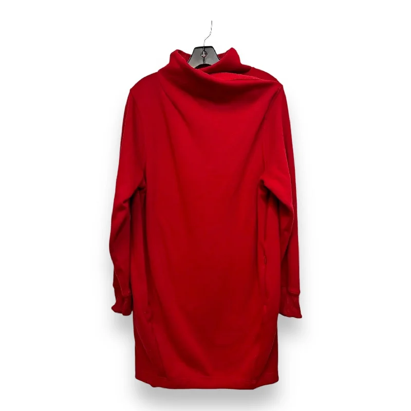 Blue sweatshirts with plush lining -Long tunic Sweatshirt Collar By Athleta In Red, Size: L