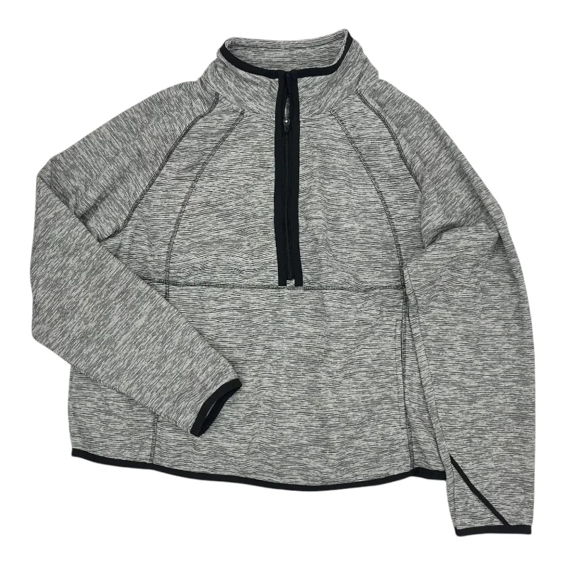 Sweatshirts with long collar -Athletic Sweatshirt Collar By Tek Gear In Grey, Size:1X