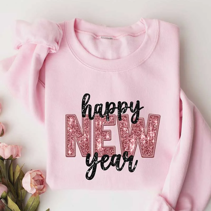 Gray sweatshirts with stripes -Glitter New Years Sweatshirt