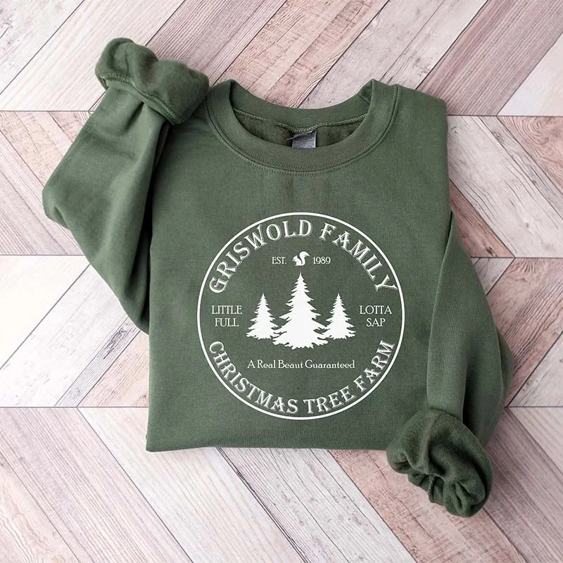 Sweatshirts with long fringe -Christmas Tree Farm Vacation Sweatshirt