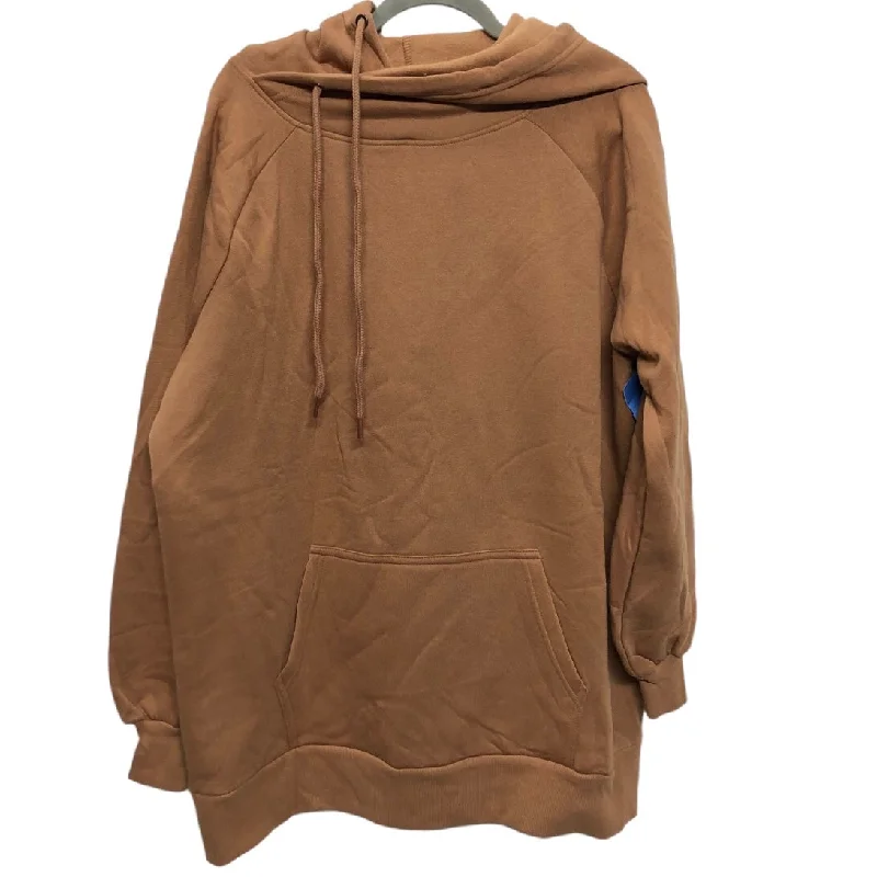 Red sweatshirts for casual wear -Sweatshirt Hoodie By Zenana Outfitters In Tan, Size: 1x